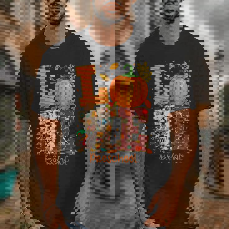 Love Preschool Teacher Turkey Thanksgiving Autumn Fall Unisex T-Shirt, funny design