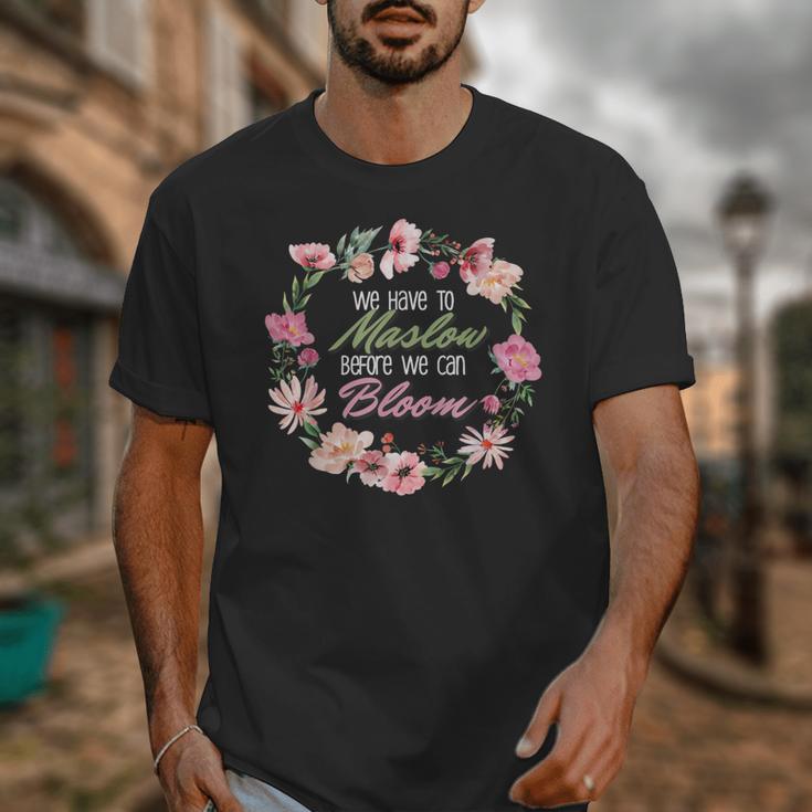 Maslow Before Blooms SPED Teacher School Psychologist Retro Men Women Unisex T-Shirt, funny design Maslow Before Blooms SPED Teacher School Psychologist Retro Men Women Unisex T-Shirt, funny design
