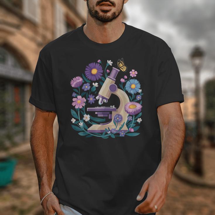 Microscope Flower Butterfly Biology Science Teacher Student Unisex T-Shirt, Science Teacher Gifts, funny design Microscope Flower Butterfly Biology Science Teacher Student Unisex T-Shirt, Science Teacher Gifts, funny design