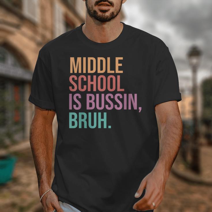 Middle School Teacher Middle School Is Bussin Bruh Unisex T-Shirt, funny design Middle School Teacher Middle School Is Bussin Bruh Unisex T-Shirt, funny design