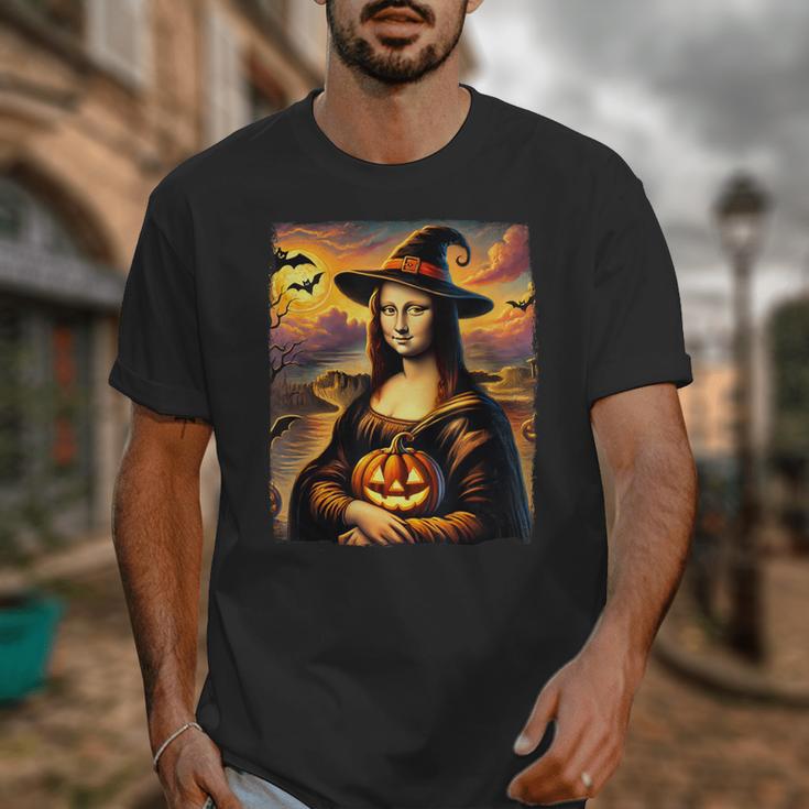 Mona Lisa Pumpkin Halloween Art Teacher Witchy Women Kids Unisex T-Shirt, funny design