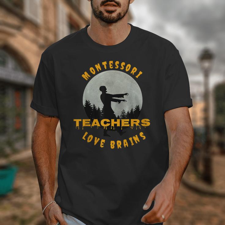 Montessori Teachers Love Brains Halloween Novelty Men Women Unisex T-Shirt, funny design Montessori Teachers Love Brains Halloween Novelty Men Women Unisex T-Shirt, funny design