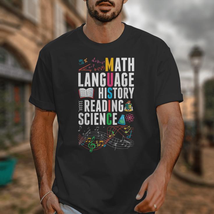 Music Teacher Music Math Language History Reading Science Unisex T-Shirt, History Teacher Gifts, Science Teacher Gifts, funny design Music Teacher Music Math Language History Reading Science Unisex T-Shirt, History Teacher Gifts, Science Teacher Gifts, funny design