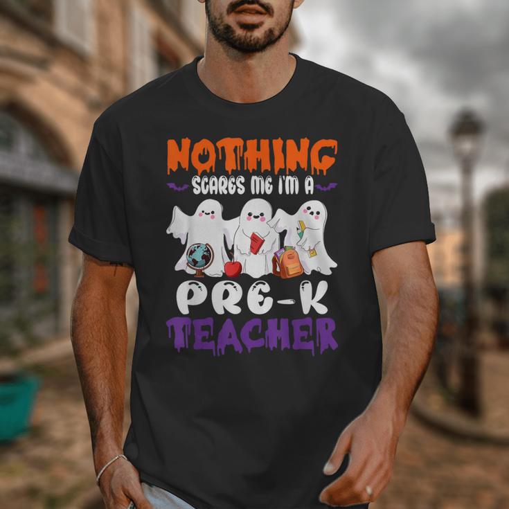 Nothing Scares Me I'm A Pre-K Teacher Halloween Ghosts Unisex T-Shirt, funny design