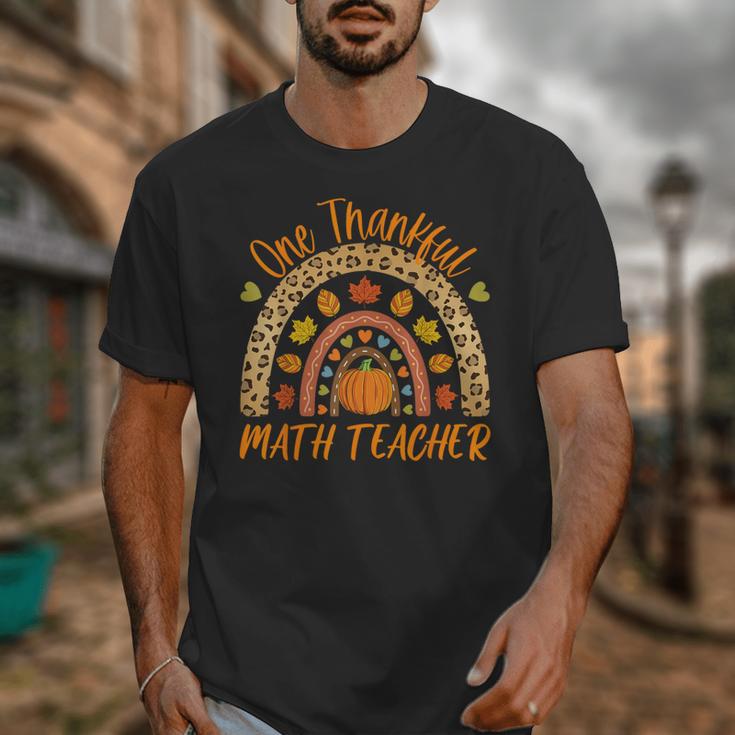 One Thankful Math Teacher Thanksgiving Autumn Fall Rainbow Unisex T-Shirt, funny design One Thankful Math Teacher Thanksgiving Autumn Fall Rainbow Unisex T-Shirt, funny design