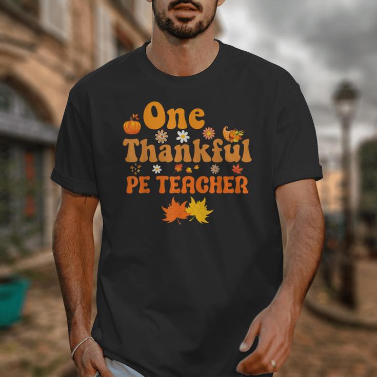 One Thankful PE Teacher Thanksgiving Fall Autumn Groovy Unisex T-Shirt, Pe Teacher Gifts, Groovy Teacher Gifts, funny design One Thankful PE Teacher Thanksgiving Fall Autumn Groovy Unisex T-Shirt, Pe Teacher Gifts, Groovy Teacher Gifts, funny design