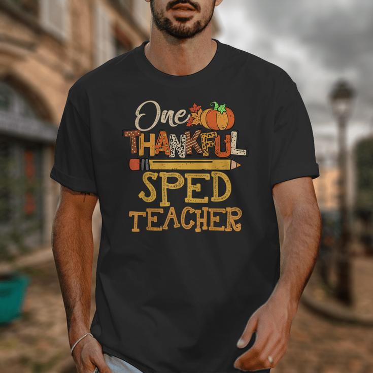 One Thankful Sped Teacher Cute Thanksgiving Women Unisex T-Shirt, funny design