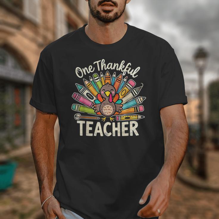 One Thankful Teacher Cute Thanksgiving Turkey School Unisex T-Shirt, funny design One Thankful Teacher Cute Thanksgiving Turkey School Unisex T-Shirt, funny design