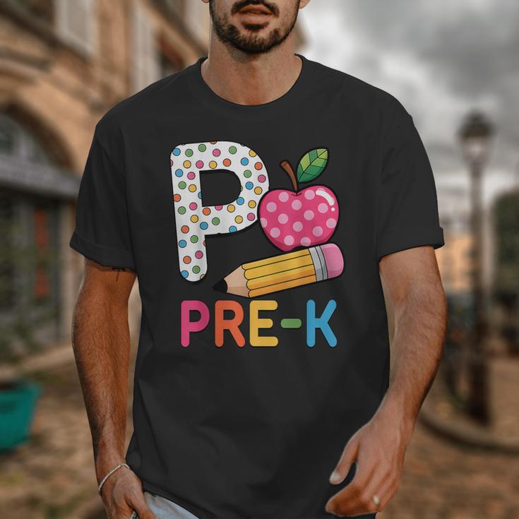 P Is For Pre K Teacher Student Pencil Apple Back To School Unisex T-Shirt, funny design