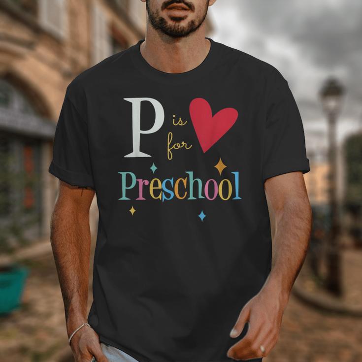 P Is For Preschool Teacher Student Back To School Unisex T-Shirt, funny design P Is For Preschool Teacher Student Back To School Unisex T-Shirt, funny design