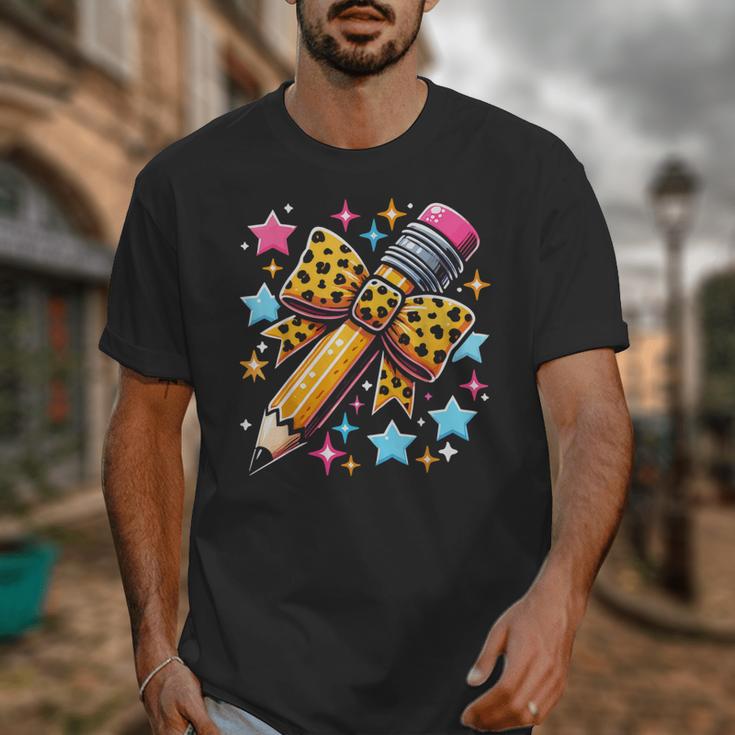 Pencil Leopard Coquette Bow Teacher Life Back To School Unisex T-Shirt, funny design Pencil Leopard Coquette Bow Teacher Life Back To School Unisex T-Shirt, funny design