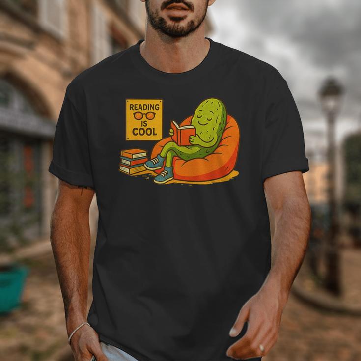 Pickle Reading Books Bookworm Teacher Librarian Kids Retro Unisex T-Shirt, funny design Pickle Reading Books Bookworm Teacher Librarian Kids Retro Unisex T-Shirt, funny design