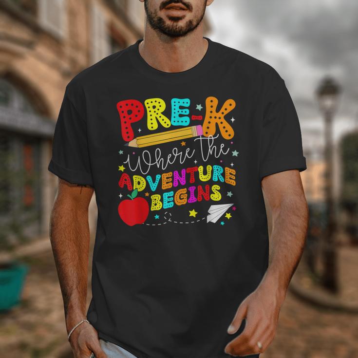 Pre-k Where The Adventure Begins First Day Of Prek Teacher Unisex T-Shirt, funny design