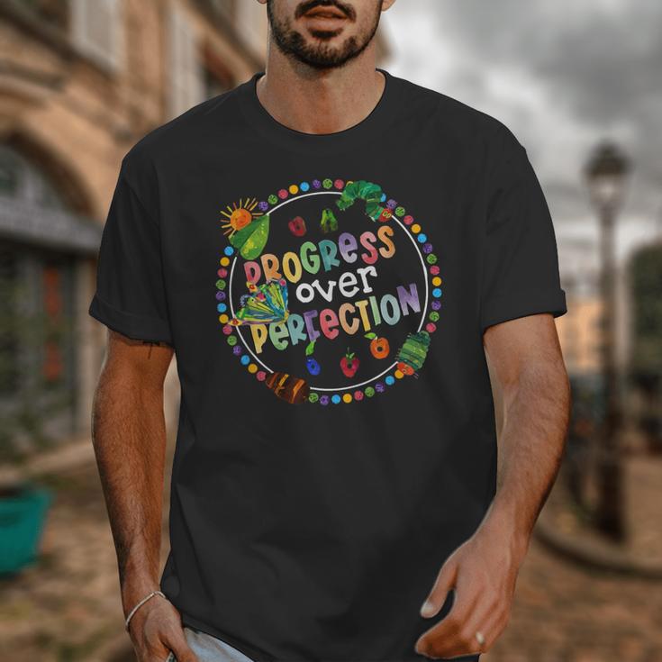 Progress Over Perfection Caterpillar Back To School Teacher Unisex T-Shirt, funny design Progress Over Perfection Caterpillar Back To School Teacher Unisex T-Shirt, funny design