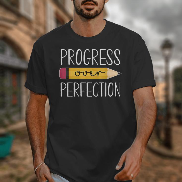 Progress Over Perfection Motivational Back To School Teacher Unisex T-Shirt, funny design