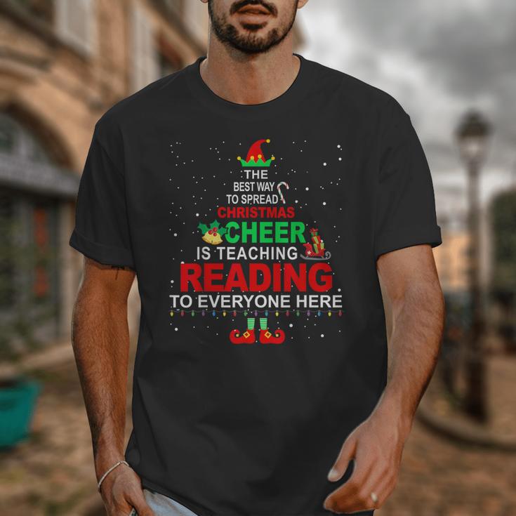 Reading Teacher Christmas Shirt Elf Christmas Cheer For Men Women Unisex T-Shirt, funny design
