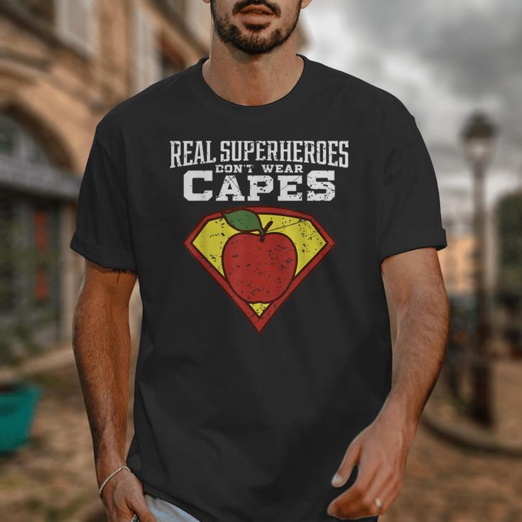 Real Superheroes Don't Wear Capes Teacher Shirt Teaching Te Unisex T-Shirt, funny design