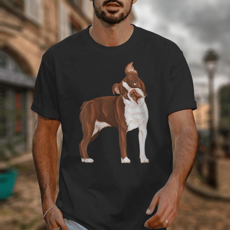 Red Boston Terrier Dog Unisex T-Shirt, funny design