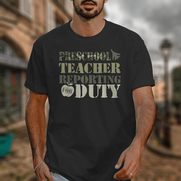 Retro Back To School Women Old Camo Preschool Teacher Unisex T-Shirt, funny design