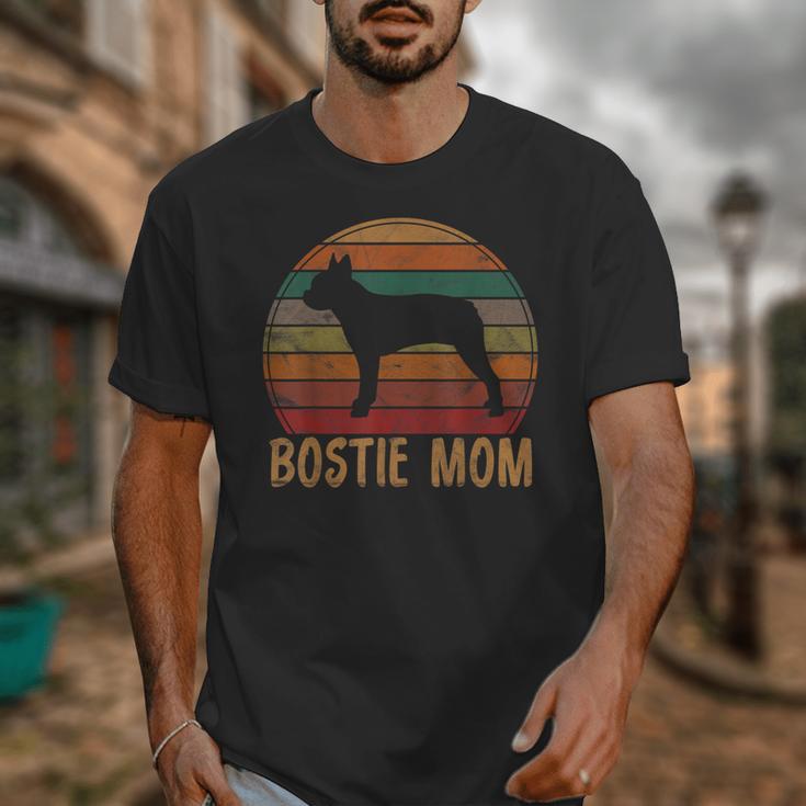 Retro Boston Terrier Mom Dog Mother Pet Bostie Mama Unisex T-Shirt, Couple Gifts, Mom Gifts, Boston Terrier Mom Gifts, funny design