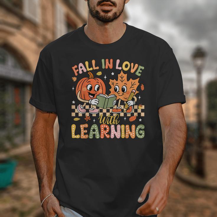 Retro Fall In Love With Learning Autumn Pumpkin Teacher Kids Unisex T-Shirt, funny design Retro Fall In Love With Learning Autumn Pumpkin Teacher Kids Unisex T-Shirt, funny design