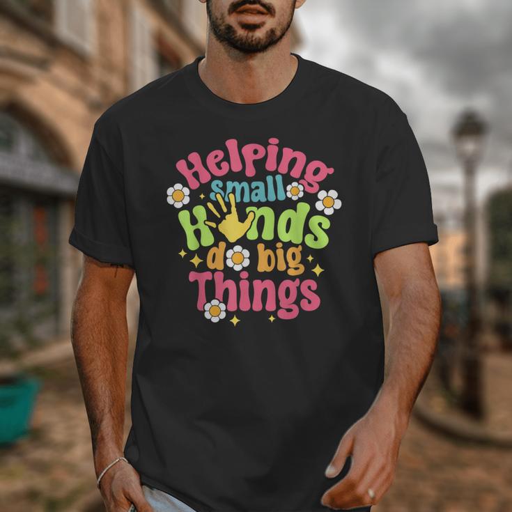 Retro Helping Small Hands Do Big Things Teacher Appreciation For Men Women Unisex T-Shirt, funny design Retro Helping Small Hands Do Big Things Teacher Appreciation For Men Women Unisex T-Shirt, funny design