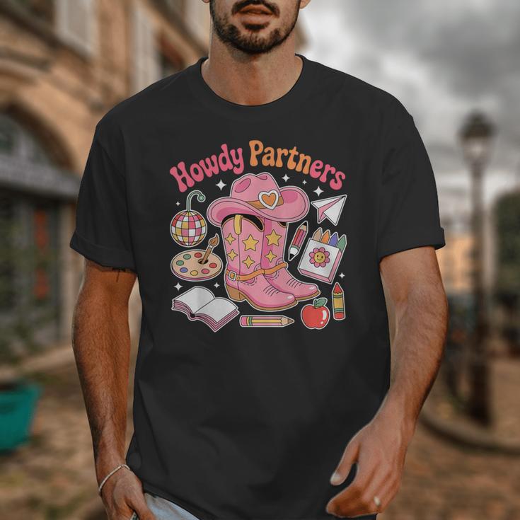 Retro Howdy Partners Cowgirl Cowboy Teacher Back To School Unisex T-Shirt, funny design Retro Howdy Partners Cowgirl Cowboy Teacher Back To School Unisex T-Shirt, funny design