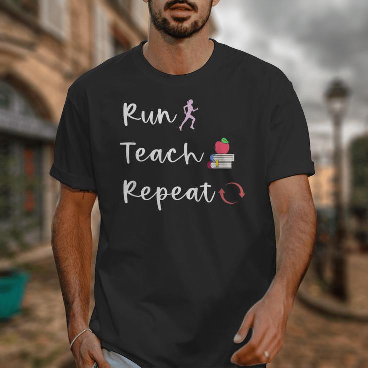 Run Teach Repeat Teacher Running Saying Slogan Runner Unisex T-Shirt, funny design Run Teach Repeat Teacher Running Saying Slogan Runner Unisex T-Shirt, funny design