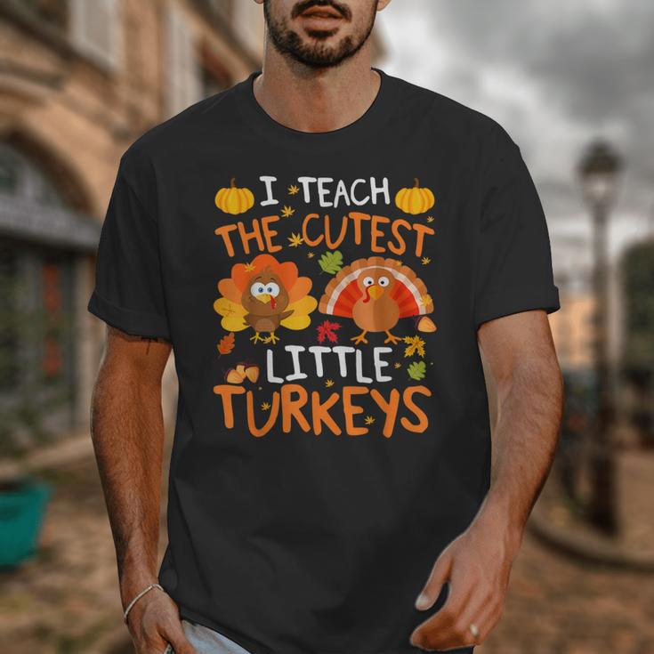 School Thankful I Teach The Cutest Little Turkeys Thanksgiving Teacher Unisex T-Shirt, funny design