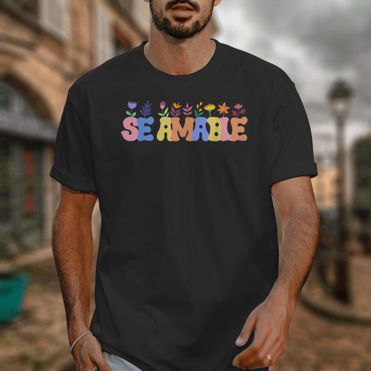 Se Amable Be Kind In Spanish Groovy Teacher Flowers Unisex T-Shirt, Groovy Teacher Gifts, funny design Se Amable Be Kind In Spanish Groovy Teacher Flowers Unisex T-Shirt, Groovy Teacher Gifts, funny design