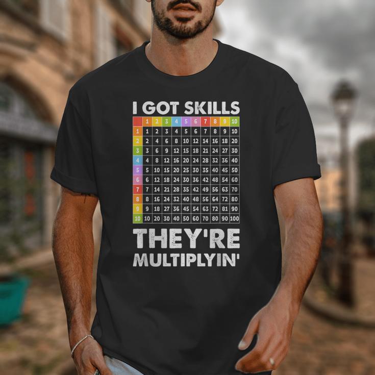 I Got Skills They'Re Multiplying Nerd Math Teacher Unisex T-Shirt, funny design I Got Skills They'Re Multiplying Nerd Math Teacher Unisex T-Shirt, funny design
