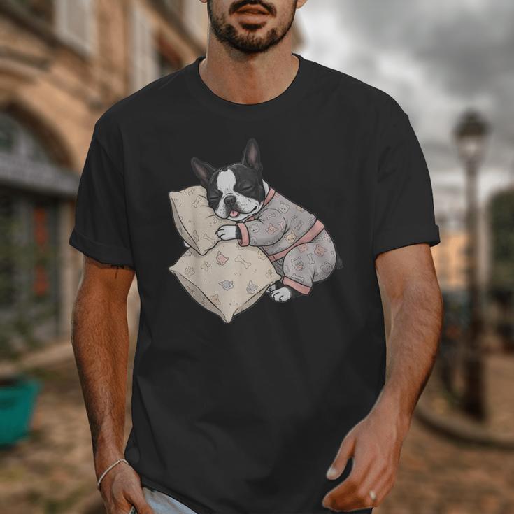 Sleepy Boston Terrier Pajama Men Women Kids Unisex T-Shirt, funny design