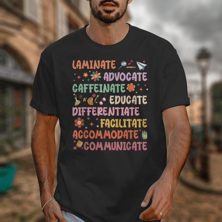 SPED Caffeinate Advocate Laminate Educate Teacher Facilitate For Men Women Unisex T-Shirt, funny design SPED Caffeinate Advocate Laminate Educate Teacher Facilitate For Men Women Unisex T-Shirt, funny design