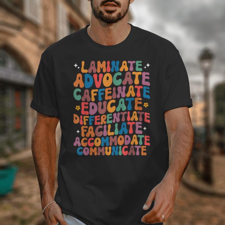 Sped Caffeinate Advocate Laminate Educate Teacher Men Women Kids Unisex T-Shirt, funny design