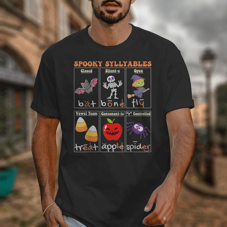 Spooky Syllables Halloween Teacher Student Education Unisex T-Shirt, funny design Spooky Syllables Halloween Teacher Student Education Unisex T-Shirt, funny design