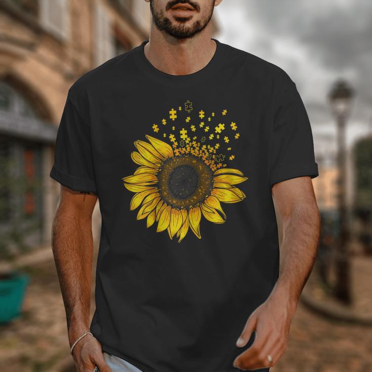 Sunflower Puzzle Pieces Autism Awareness For Mom Teacher For Women Unisex T-Shirt, Couple Gifts, funny design