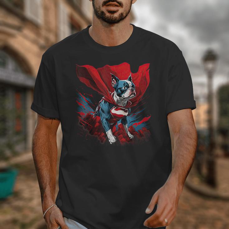 Super Power Superhero Boston Terrier Dog For Men Women Kids Unisex T-Shirt, funny design