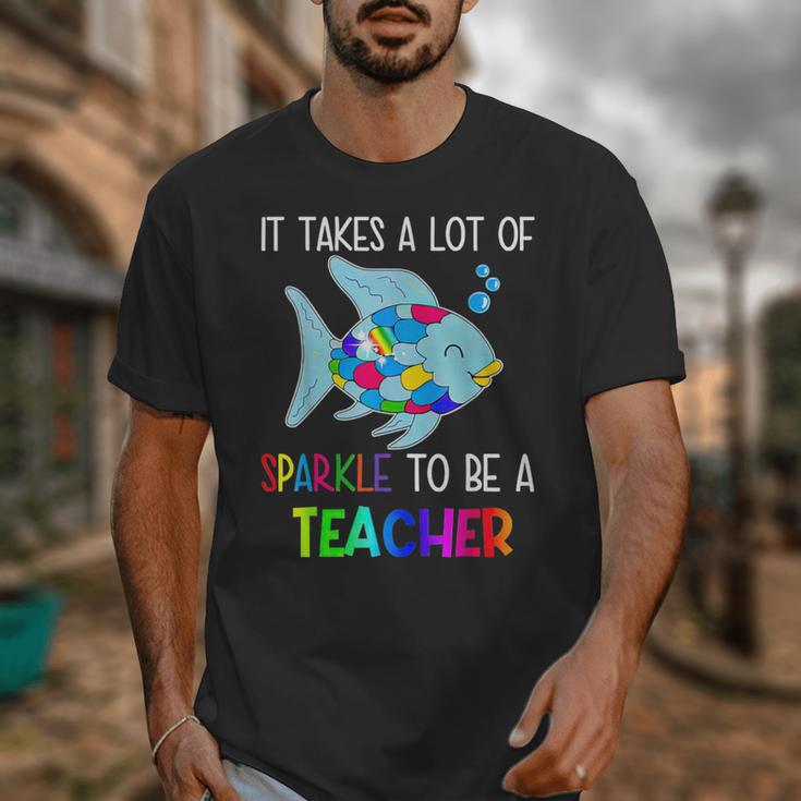 It Takes A Lot Of Sparkle To Be A Teacher Rainbow Fish For Men Women Unisex T-Shirt, funny design It Takes A Lot Of Sparkle To Be A Teacher Rainbow Fish For Men Women Unisex T-Shirt, funny design