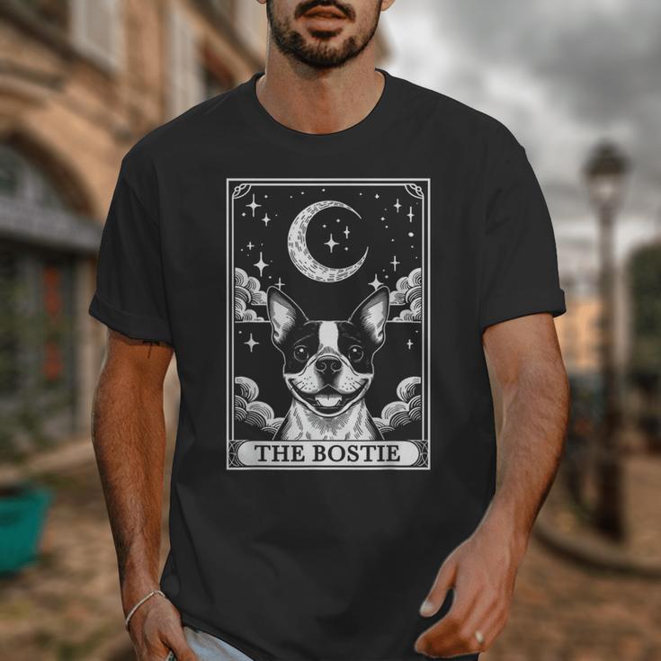 Tarot Card Vintage Crescent Moon Boston Terrier Dog Mom Unisex T-Shirt, Couple Gifts, Mom Gifts, Boston Terrier Tarot Gifts, Boston Terrier Mom Gifts, funny design