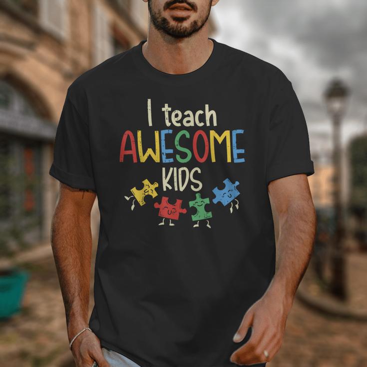 I Teach Awesome Kids Shirt Autism Special Education Teacher Unisex T-Shirt, funny design
