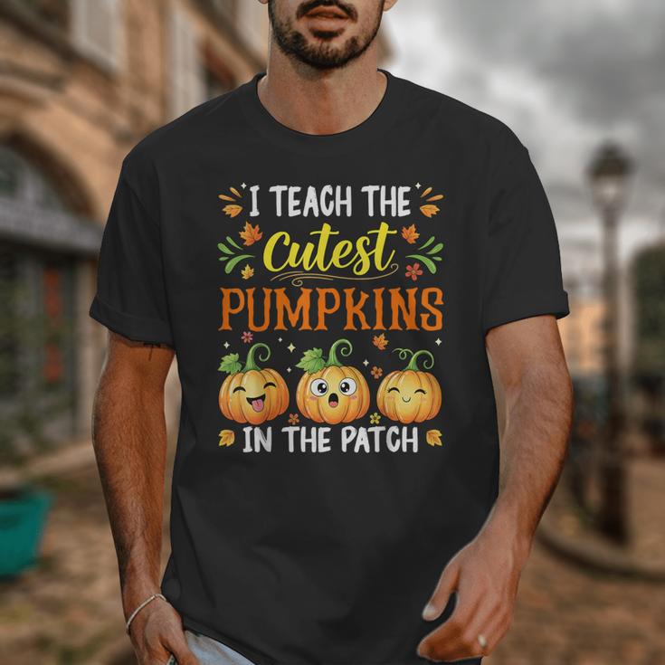 I Teach The Cutest Pumpkins Halloween Teacher Unisex T-Shirt, funny design