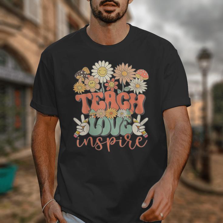 Teach Love Inspire Retro Groovy Daisy Back To School Teacher For Men Women Kids Unisex T-Shirt, Groovy Teacher Gifts, funny design Teach Love Inspire Retro Groovy Daisy Back To School Teacher For Men Women Kids Unisex T-Shirt, Groovy Teacher Gifts, funny design