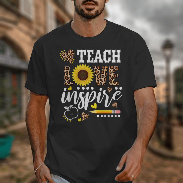 TEACH LOVE INSPIRE Teacher Sunflower Appreciation Unisex T-Shirt, funny design TEACH LOVE INSPIRE Teacher Sunflower Appreciation Unisex T-Shirt, funny design
