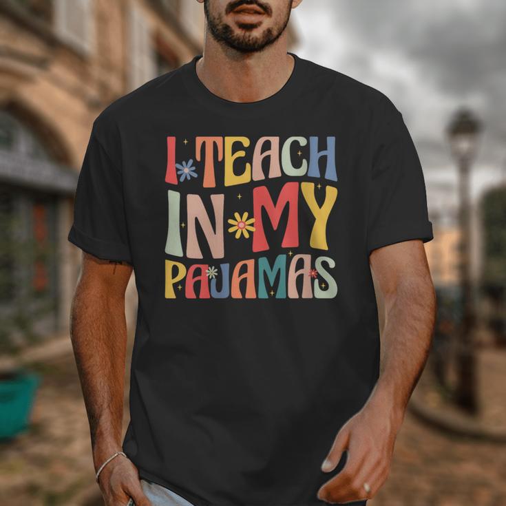 I Teach In My Pajamas Retro Groovy Teacher Humor Unisex T-Shirt, Groovy Teacher Gifts, funny design