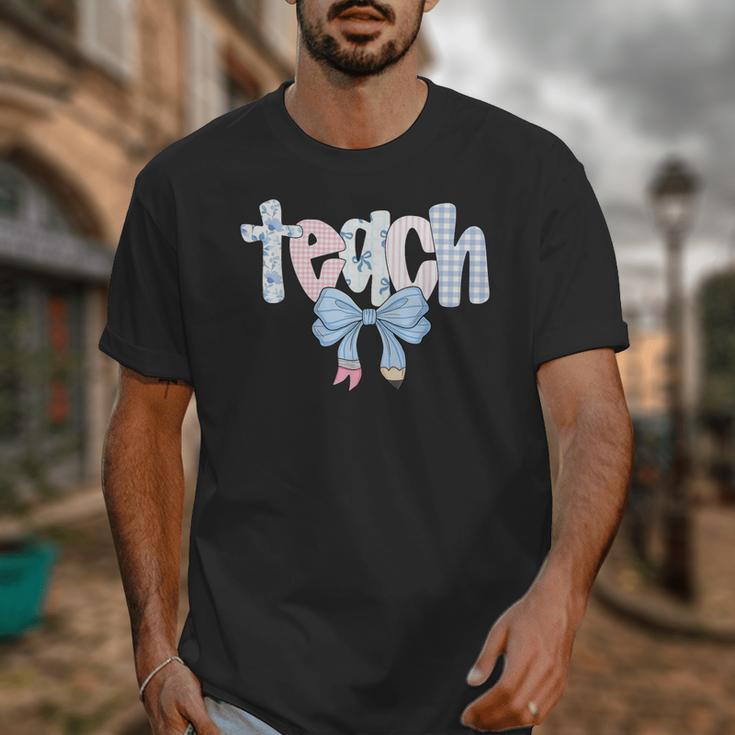 Teach Teacher Coquette Bow Pencil Back To School First Day Unisex T-Shirt, funny design Teach Teacher Coquette Bow Pencil Back To School First Day Unisex T-Shirt, funny design