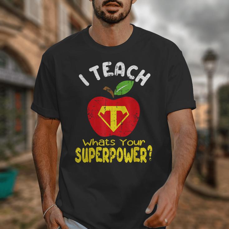 I Teach What's Your Superpower Superhero Teacher Unisex T-Shirt, funny design