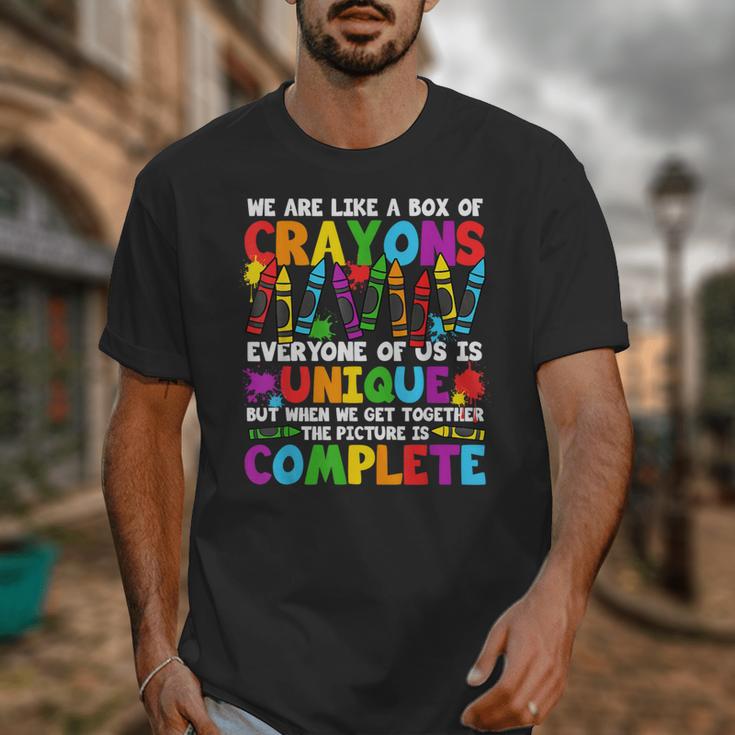Teacher We Are Like A Box Of Crayons Back To School Unisex T-Shirt, funny design