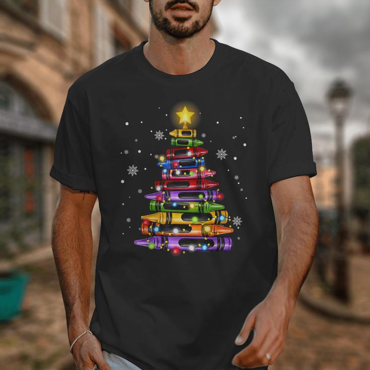 Teacher Crayon Christmas Tree Lights Student School Xmas Unisex T-Shirt, funny design Teacher Crayon Christmas Tree Lights Student School Xmas Unisex T-Shirt, funny design