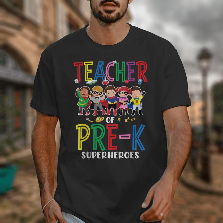 Teacher Of Pre K Superheroes Teacher New School Year Men Women Unisex T-Shirt, funny design