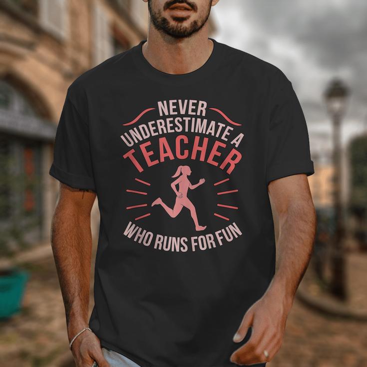 Teacher Who Runs Half Marathon Runner Running Lover Graphic Unisex T-Shirt, funny design